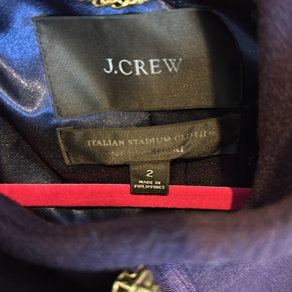 J Crew Italian Stadium Cloth 80% wool purple coat size XS - Picture 2 of 4